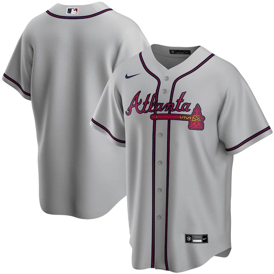 Mens Atlanta Braves Nike Gray Road Replica Team MLB Jerseys